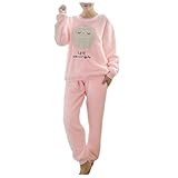 SAFIGLE Pijama De Mujer Diseño De Búho Franela Invierno Xxl Cómodo...