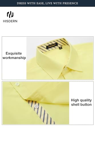 Image of HISDERN Mens Business Dress Shirts Long Sleeve Casual Button Down Shirt Formal Inner Collar Contrast Shirt for Men Wedding