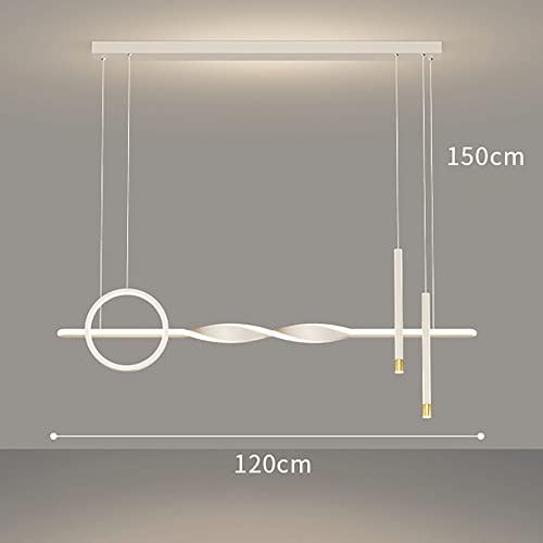 Lampe suspendue linéaire LED blanche à intensité variable avec lustre spirale