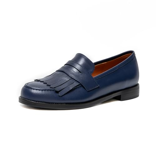 Image of ONEENO Women's Flat Leather Fringe Loafer