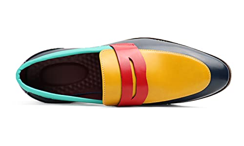 Santimon Men's Four Tone Colors Penny Loafer Slip On Pull on Dress Shoes Casual Boat Shoes Moccasins3