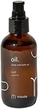 Maude Full Body Massage Oil No. 0 - Multi Use Daily Bath Oil + Moisturizing Body Oil with a Certified Organic Blend of Jojoba, Coconut, Argan & Castor Oil - Doubles as Massage Oil for Couples (4 oz)