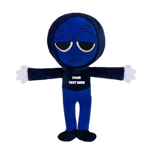 Image of Customized Text Standing Blue Scarf Sprunki Plush Toys