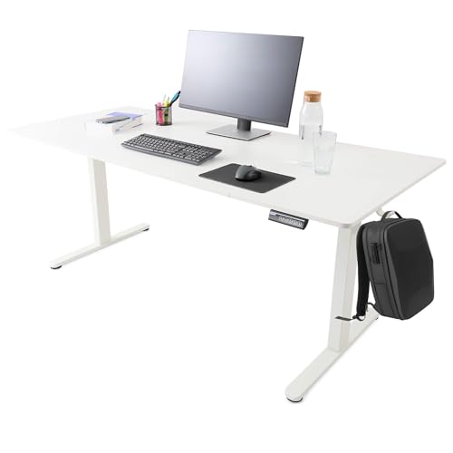 Arebos Escritorio Eléctrico Ajustable 180 x 80 cm | Altura 72-118 cm | Función Memoria | Mesa Ergonómica de Pie y Sentado | para Oficina, Hogar, Teletrabajo |Blanco