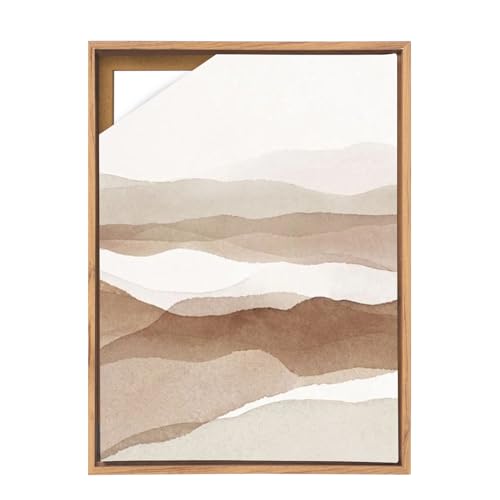 BTSAE Schattenfugenrahmen 50x70 cm Holzrahmen für Leinwand MDF Bilderrahmen für Leinwand/Keilrahmen Leicht abnehmbar für Motivwechsel Holzfarbe Leinwand Rahmen (Holzfarbe 50×70cm)