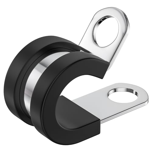 50 PCS 1/4 Inch Cable Clamps, 304 Stainless Steel Cable Clamps, Insulated Clamp, Hose Clamp, Pipe...