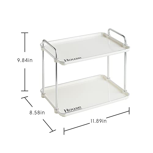 YISMAN Desktop 2-Layer Storage Rack,Countertop Storage Shelf for Bathroom, Kitchen, Living Room, Bedroom, Dressing Table,White 11.89 Inch