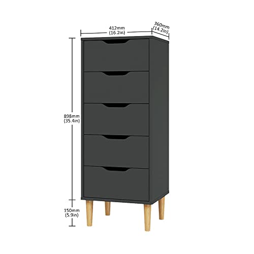 image for Panana Modern 4/5 Chest Of Drawers with Metal Runner Wooden Bedroom St