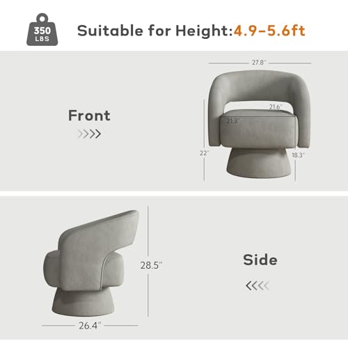 Sillón giratorio terciopelo gris cómodo moderno miniatura 2