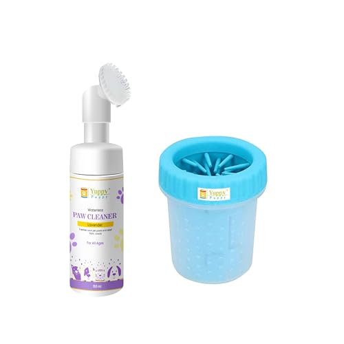 Image of Pet Paw Cleaner For Dog Cat Waterless 150 Ml Lavender Foot Scrubber Cleaning Silicone Foam Brush With Paw Washing Cup (Pack of 2)