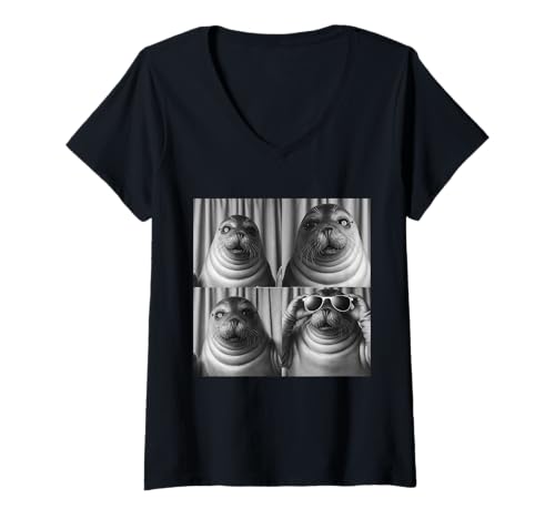 Womens Funny Sea Lion Seal Animal Ocean Gift for Seal Lovers V-Neck T-Shirt