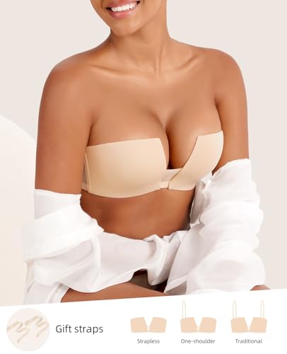 Women's Strapless Bra Push Up Padded Non Slip Underwire Plunge Bras Seamless2