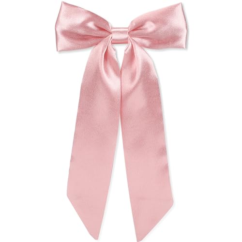 WantGor Long Tail Bow Haarspangen Haarschleife Schleifen Satin Bowknot Clip Große Haarspangen Niedliche Pferdeschwanzhalter Haarschmuck für Frauen Täglich Party Hochzeit Prom (Rosa)