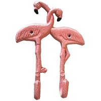 The Bridge Collection 7.48\" Cast Iron Pink Flamingo Couple Hook - Pink Flamingo Decor for Coastal, Nautical, Beach House Decor - Pink Hook for Home Decor - Key Hooks for Car Keys