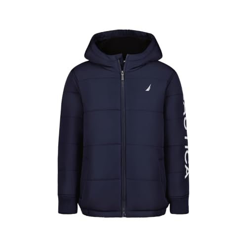 Image of Nautica Boys' Heavyweight Hooded Bubble Jacket With Polar Fleece Lining