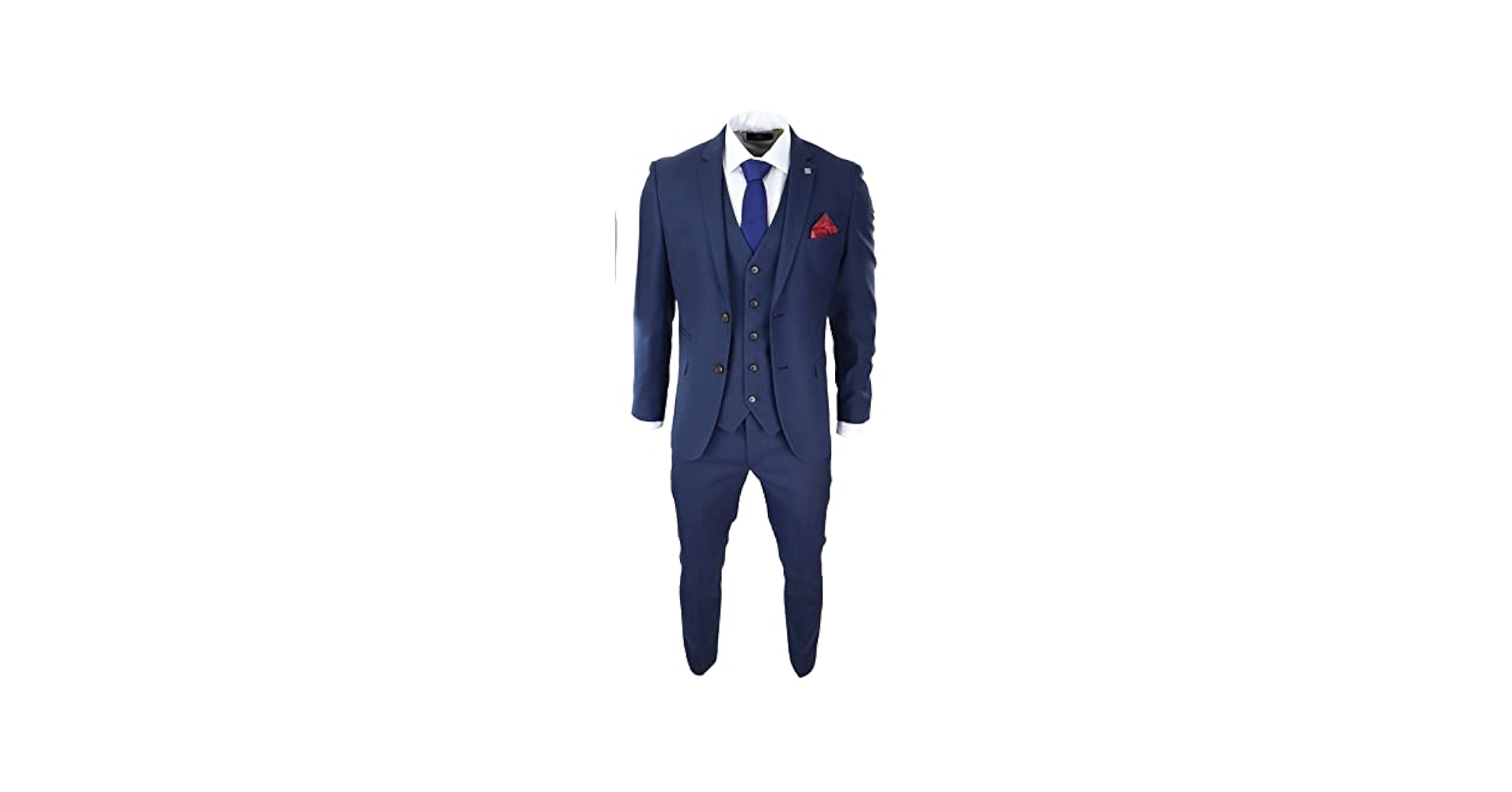 Mens Navy 3 Piece Suit Tailored Fit Smart Formal Classic