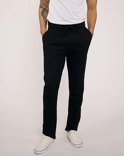 Real Essentials 3 Pack: Men's Tech Fleece Athletic Casual Open Bottom Sweatpants with Pockets (Available in Big & Tall)