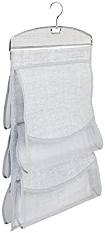InterDesign Aldo Hanging Handbag and Jewellery Storage, 5-Pocket Hanging Wardrobe Storage for Handbags and Accessories, Made of Polypropylene, Grey image 4