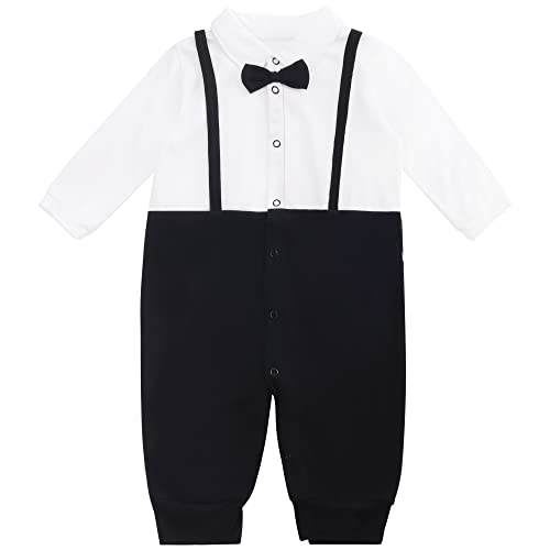 Camilife Baby Jungen Baumwolle Strampler Langarm Kleine Gentleman Fake Two...