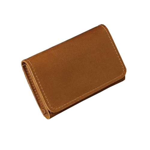 Handmade Leather Credit Card Holder Mini Front Pocket Cardholder Small Business Card Travel Wallets for Men Brown Color
