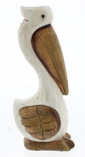 The Bridge Collection Resin Standing Pelican Shore Bird Statue White Decor
