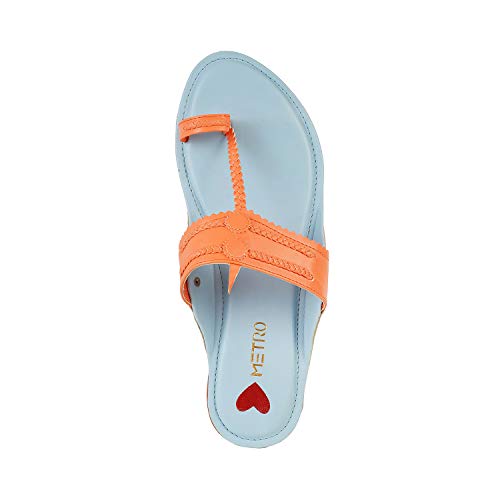 Image of Metro Women's Gold Leather Stylish Fashion Kolhapuris