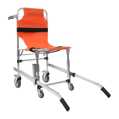 Silla de ruedas plegable para escaleras de emergencia, se puede utilizar ampliamente en hogares, escuelas, hospitales, color naranja, 45 x 58 x 93 cm, hasta 160 kg