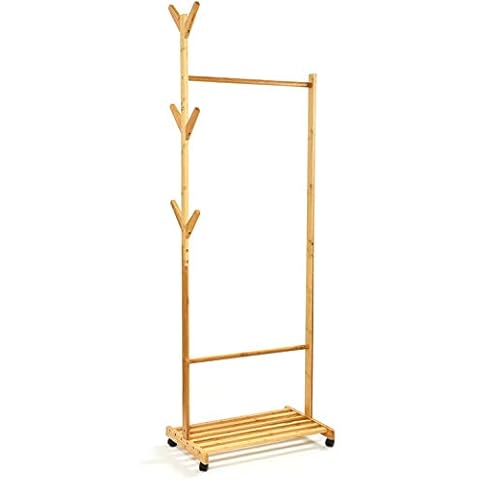 Bambuswald© fahrbarer Kleiderständer | Garderobenständer aus 100% Bambus ca. 173x54,5x36cm Cover