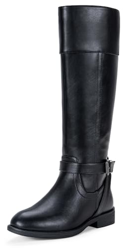 Jeossy Women's Black Wide Calf & Width Knee High Boots, Size 9, 951W