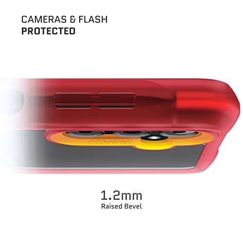 Image of Ghostek COVERT Red Galaxy A13 5G Case Clear Hard Back Shockproof Protective Phone Cover Premium Slim Thin Lightweight Design Heavy Duty Designed for 2021 Samsung A13 5G (6.5inch) (Red-Limited Edition)
