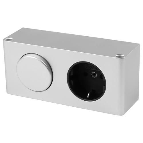Azhien Steckdosen Box mit Schalter, Steckdose Powerbox, Tischsteckdose mit 250V Max für Spiegelschrank Steckdose, LED Badleuchte Kombibox TÜV geprüft Silber-Grau (ohne Netzteil)