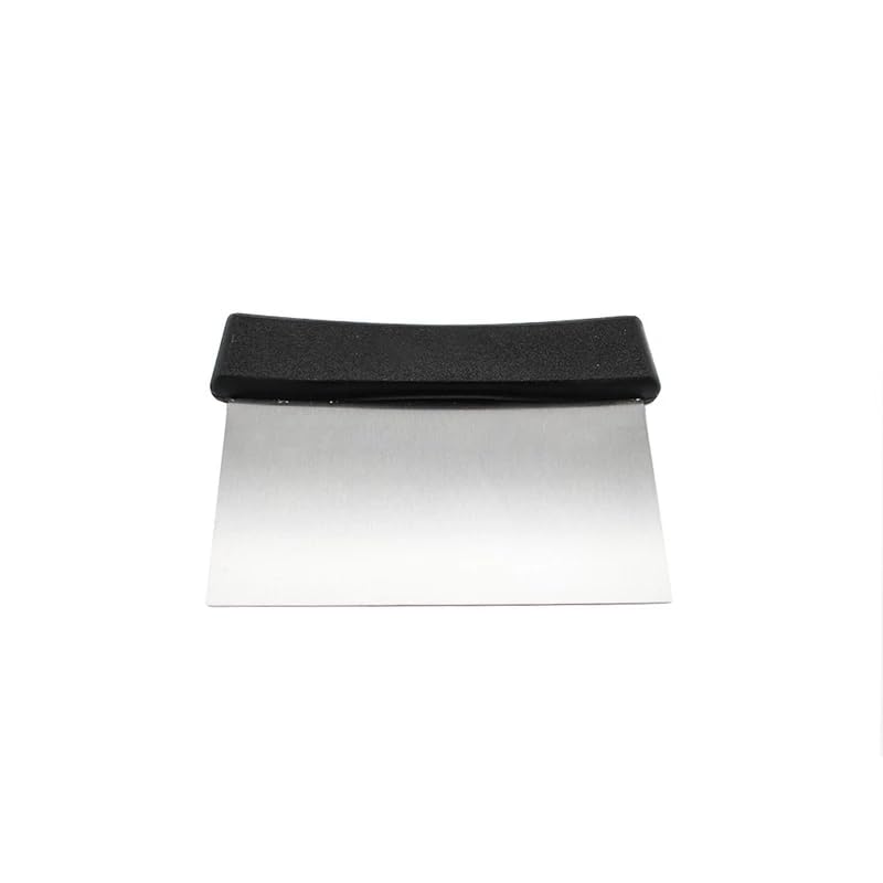 Image of Stainless Steel Bench Scraper 6 Inch Dough Scraper | Dough Cutter Food Scraper Tool Multi-Purpose Kitchen Cooking Pastry Scraper Knife Scale Black Handle