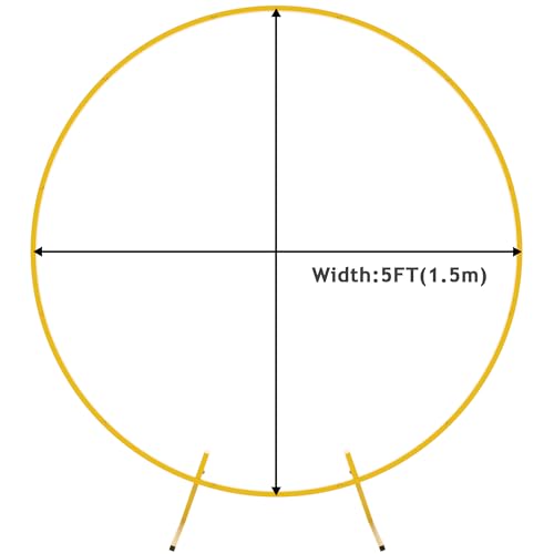Image of Fomcet 5ft Round Backdrop Stand Gold Circle Arch Metal Wedding Arch