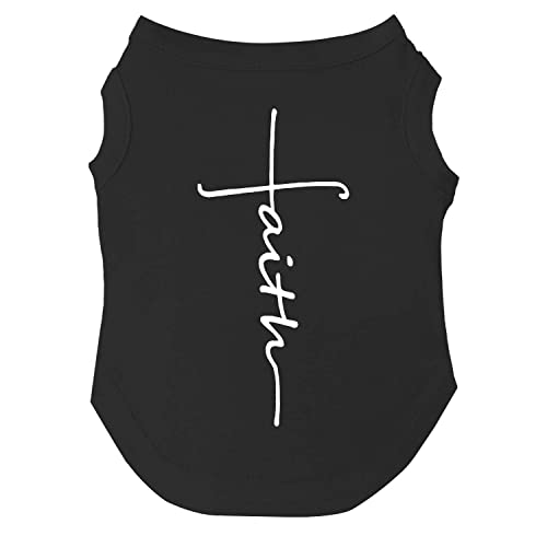 Faith Cross Dog Tee Shirt Sizes for Puppies, Toys, and Large Breeds (Black, Medium 68)