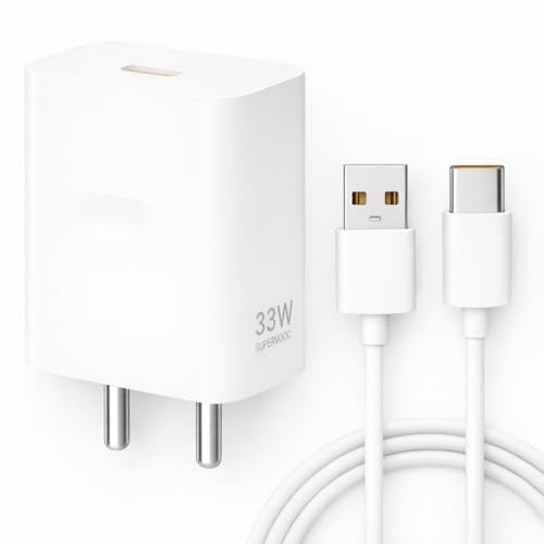 Image of 33W SuperVOOC Charger with Type C Cable for use with oneplus Nord2,Nord3,Nord-CE,Nord-CE 3,NordCE 3 Lite,NordCE 2,oneplus 8T,7T,6T,5T & Mi /Xiaomi, White