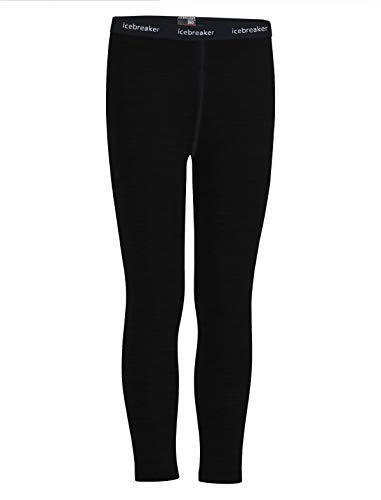 Icebreaker Merino Kids 260 Tech Leggings Base Layer Bottoms, Size 14, Black