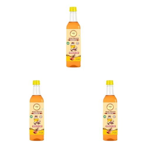Image of GMB Mart Wooden Cold Pressed Groundnut Oil 1 Litres | Natural Cooking Oil Rich in Vitamin E | Chemical-Free Peanut Oil for Frying, Baking & All Cuisines | Pure & Healthy (Pack of 3)