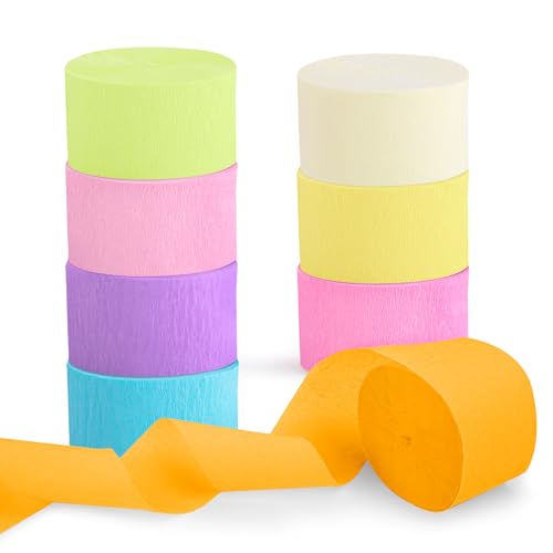 Image of 8 Rolls Pastel Streamers, Crepe Paper Streamers Party Decorations for Pastel Birthday Party Bachelorette Wedding Bridal Baby Shower