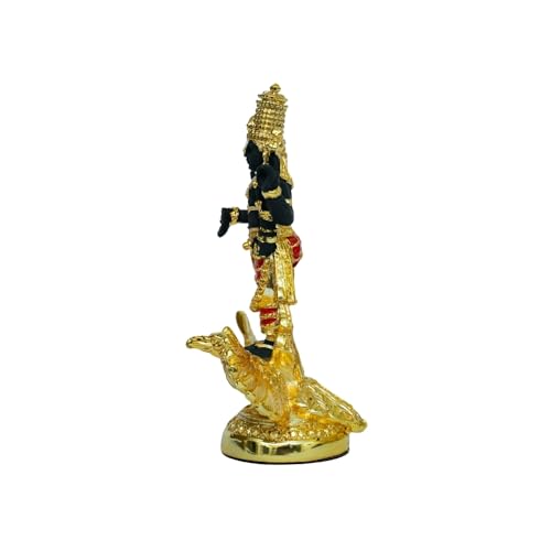 Image of Gold Plated Lord Balaji on Garuda Idol | Tirupati Venkateshwara Murti for Pooja, Home & Office | Spiritual Hindu Idol for Devotion & Blessings | Size: 7.5 x 6 x 12.5 cm