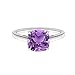 1.3 CTW Classique Coussin Solitaire Améthyste Bague de promesse de mariée avec pierres précieuses en argent 925 (60)