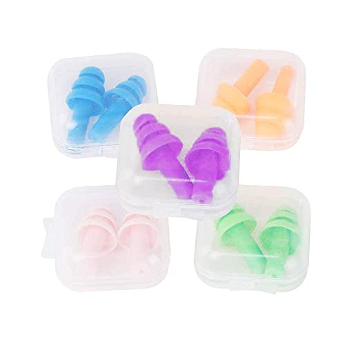 Image of MKSL Ear Plugs Soft Silica Gel Noise Reduction for Sleeping /Meditation /Swimming Adult /Child /Reusable for Travel - 5 Pairs - Random Color