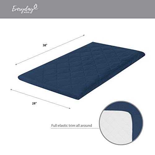 Image of Dark Navy Blue Pack n Play Quilted Mattress Sheet Ultra-Soft, Comfortable Portable Crib Mattress Sheet for Baby Boys; Playpen or Mini Crib Fitted Sheet with Quilted Top