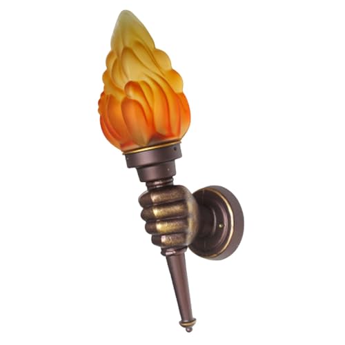 Luz De Pared De Antorcha Creativa - Lámpara De Pared Con Forma De Antorcha Creativa, Pared Vintage Con Llama, Accesorio De Iluminación Con Pantalla De Lámpara De Vidrio Flameado Y Soporte De Aluminio