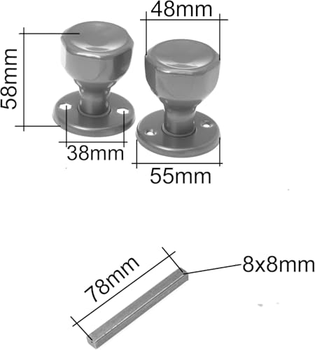 Aqbau® Türknopf Drehbar Silber auf Rundrosette Knopfdrücker Drehknauf zimmertür Türknauf Komplettes Set Türknöpfe inkl. Bolzen und Schrauben Türklinke Türgriffe Knauf