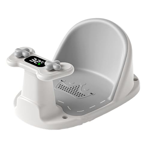 Baby Bath Seat for Babies 6 Months & Up - Bathtub Seats for Babies Sitting Up, Non-Slip,Smart Real-Time Temperature& 4 Suction Cups(Grey)