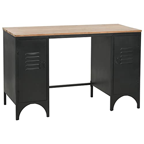 UJCHVHN Mueble de oficina con doble pedestal de madera maciza de Firwood y acero, 120 x 50 x 76 cm. Muebles