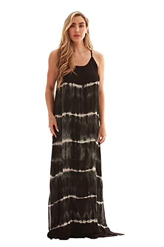 Image of Riviera Sun Women's Tie Dye Maxi Dress, Spaghetti Strap Open-Back Sundress and Beach Cover Up