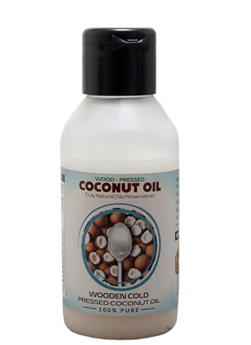 Image of Sarv Matrikaa 100% Pure Wood-Pressed Coconut Oil (100ml)|Cold Pressed & Natural - No Preservatives - For Hair, Skin & Cooking - Virgin Grade