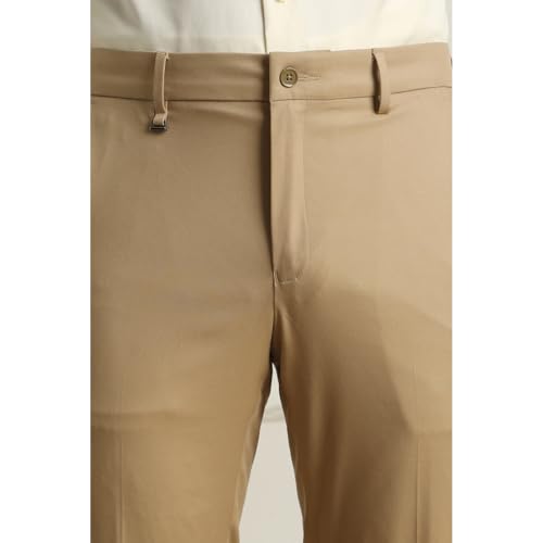 Image of Van Heusen Men's Mid Rise Slim Fit Durapress Flat Front Trousers | Superior Comfort | Auto-Flex Waist Band | Soft Touch
