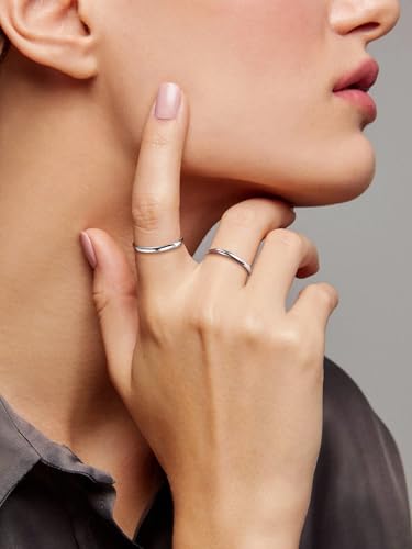 Suplight Interlocked Rolling Rings, Sterling Silver Rings for Women Simple Fidget Ring Plain Stardust Band Rings Stacking Ring for Women Men Size 4 to 12 (with Gift Box)2